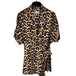 Urban Outfitters Zoe‎ Womens Side-Tie Wrap Romper Cheetah Comfy Size Small